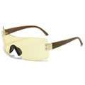 Lunettes de soleil bouclier rétro avec verres jaunes et branches brunes style plein air - Standard / Verre Jaune