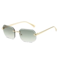 Lunettes de soleil sans monture avec verres dégradés verts et charnière léopard dorée - Monture Dorée Verres Verts Dégradé