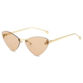 Frameless cat-eye heart sunglasses with amber lenses and gold metal F-logo temple - Regular / Gold Frame Champagne Lens