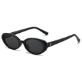 Lunettes de soleil ovales vintage avec monture noire brillante et verres gris foncé - Monture Noir Brillant Verres Gris