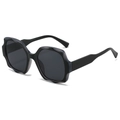 Square wavy frame sunglasses with translucent grey frames and dark black lenses - Bright Black Frame Grey Lens