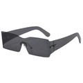 Gafas de sol rectangulares sin montura en gris oscuro con detalles de remaches - Todo Gris