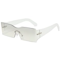 Fashionable rimless square sunglasses with grey lenses and wide white temples for women - Light Silver