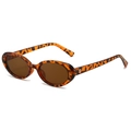 Retro oval tortoiseshell sunglasses with bright orange leopard frame and dark brown lenses - Leopard Frame Brown Lens