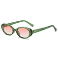 Retro oval sunglasses featuring translucent green frames and pink gradient lenses - Jelly Green Frame Gradient Pink Lens