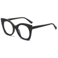 Klassische schwarze Oversize-Cateye-Brille mit modisch geschwungenem Rahmen und Klarglas - Glänzender schwarzer Rahmen