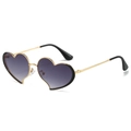 Occhiali da sole a cuore alla moda con montatura in metallo dorato e lenti sfumate viola - Montatura Oro Lenti Grigio Sfumato