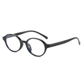 Occhiali ovali neri classici con lenti anti-luce blu e montatura in stile retrò lucido - Montatura nero lucido