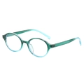 Montatura per occhiali ovale retrò con sfumatura verde e blu per un look trendy - Verde Trasparente
