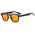 Vintage square sunglasses with black frame, orange lenses and silver stud rivets - Regular / Black Frame Orange Yellow Lens