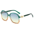 Square gradient sunglasses with green transparent frame and gold H-hinge detail - Regular / Regular Green-Leopard Frame and Green-Yellow Lenses (Inc. 13% VAT)