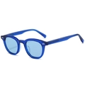 Retro-Oval-Sonnenbrille mit blauem Rahmen aus Acetat und hellblauen Gläsern - Blauer Rahmen / Blaue Gläser