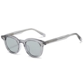 Retro-Oval-Sonnenbrille mit lichtgrauem Acetatrahmen und hellgrauen Gläsern - Durchscheinender grauer Rahmen Graues Glas