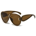 Women's oversized fashion sunglasses with dark coffee infinity frame and cut-out details - Tea Frame Tea Lens