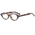Vintage tortoiseshell oval cat-eye glasses frame with metallic rivets on white background - Leopard Frame