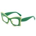 Blaulichtfilter Brille mit grünem gewelltem Katzenaugen Rahmen im trendigen Streetstyle - Grüner Rahmen