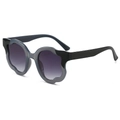 Fashionable floral wave frame sunglasses with grey black contrast and gradient purple lens - Black Frame Double Gray Lens