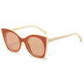 Lunettes de soleil œil de chat monture beige et brique avec verres bruns - Standard / Standard (incl. TVA de 13 %) monture café, branches blanc cassé et verres thé