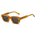 Lunettes de soleil rétro à monture épaisse en acétate ambré et verres foncés - Monture Thé Verres Gris