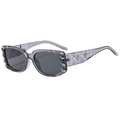 Square translucent gray sunglasses with geometric textured frame and dark gray lenses - Translucent Grey Frame Grey Lens