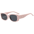 Modern pink square sunglasses with textured pyramid patterns and grey polarized lenses - Pink Frame Grey Lens