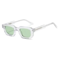 Chunky transparent clear frame sunglasses with light green lenses in a retro square style - Transparent Frame Green Lens