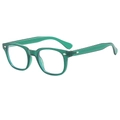 Square green translucent anti-blue light glasses with silver diamond studs on the frame - Translucent Green