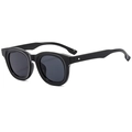 Klassische schwarze Sonnenbrille mit dickem Ovalrahmen und hochwertigem Glanz-Finish - Glänzend Schwarzer Rahmen Graue Gläser