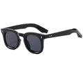Classic retro black square frame sunglasses with signature silver arrow metal accents - Regular / Bright Black Frame Grey Lens