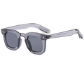 Modern round translucent gray sunglasses with silver arrow accents and UV protection lenses - Regular / Translucent Grey Frame Grey Lens