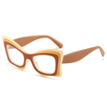 Oversized cat-eye butterfly glasses frame with layered tortoiseshell acetate finish - Khaki Frame
