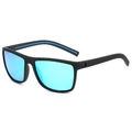Men's polar sports sunglasses with black carbon fiber frames and blue mirrored lenses - Regular / Standard Black Frame Blue Mirror Lenses