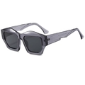 Modern grey translucent hexagonal thick frame sunglasses with dark grey lenses for street style - Regular / Translucent Grey Frame Grey Lens