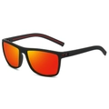 Polarized sports sunglasses with carbon fiber texture frame and orange mirror lenses - Regular / Regular (Black Frame & Red Mirrored Lenses)