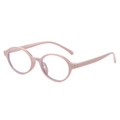Retro oval pink frame glasses for women with anti-blue light lenses and TR90 material - Creamy Pink Frame