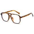 Classic tortoise shell aviator square frames with double bridge and metal rivet details - Leopard Frame