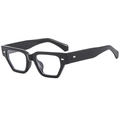 Lunettes de soleil noires à monture épaisse avec rivets argentés et verres carrés - Monture Noire Verres Clair