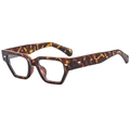 Lunettes de soleil carrées rétro écaille avec rivets argentés et verres clairs - Monture Écaille Verre Transparent