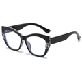 Cat-eye TR90 blue light blocking glasses with artistic black and white marble pattern - Standard (Includes 13% VAT) Black Frame & Black Arms / Clear Anti-Blue Light