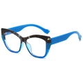 Blue and tortoiseshell TR90 full-rim cat-eye glasses frame with blue light blocking lenses - Standard (Incl. 13% VAT) Black & Blue Frame Blue Temples / Clear Anti-Blue Light
