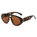 Lunettes de soleil aviateur écaille à double pont avec branches en chaîne à maillons - Standard / Monture Léopard Verres Marron