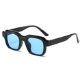 Retro square sunglasses with thick black frames and light blue lenses for men and women - Black Frame Blue Lens