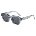 Square translucent grey sunglasses for men and women with dark grey lenses in 45-degree view - Translucent Grey Frame Grey Lens
