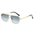 Modern oversized pilot sunglasses with gold metal frame and light blue gradient lenses - Regular / Regular (Inc. 13% VAT) Gold Frame Gradient Green Lenses