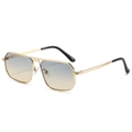 Fashionable oversized polygonal sunglasses with gold metal frame and gradient lenses - Regular / Gold Frame Sunglasses with Green-Tea Lenses
