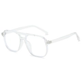 Retro square double bridge eyeglasses with transparent PC frame for a minimalist street look - Transparent Frame