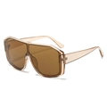 Oversized fietsbril met transparant bruin montuur en UV-beschermende glazen - Champagne Frame Thee Lenzen