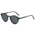 Occhiali da sole ovali retrò verde scuro con montatura spessa e rivetti argento su bianco - Regolare / Montatura Verde Scuro Lenti Grigie