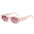 Gafas de sol ovales de mármol rosa con montura gruesa y lentes degradadas en fondo blanco - Montura de Mármol Rosa Lentes Degradados Rosados