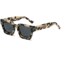 Classic tortoise shell thick frame oversized square sunglasses with wide temples - Milk Floral Frame Grey Lens